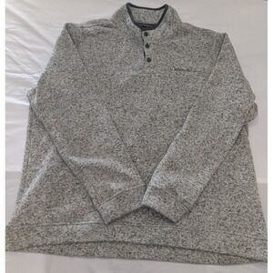 Eddie Bauer Pullover Mens XXL Gray Marled Fleece Lined Quarter Snap Mock Neck